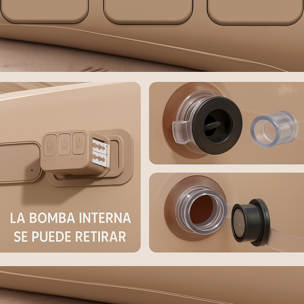 [Llevá 2 Pagá 1] Colchón Portátil de Una Plaza con Triple Revestimiento y Antidesgarro +REGALO: Bomba de Aire Eléctrica