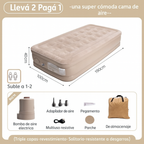 [Llevá 2 Pagá 1] Colchón Portátil de Una Plaza con Triple Revestimiento y Antidesgarro +REGALO: Bomba de Aire Eléctrica