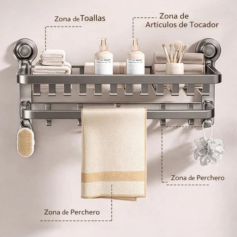 [Llevá 2 Pagá 1] Organizador de Baño Multifuncional de Acero Inoxidable con Instalación por Sellado al Vacío +REGALO: 2 Soportes de Baño