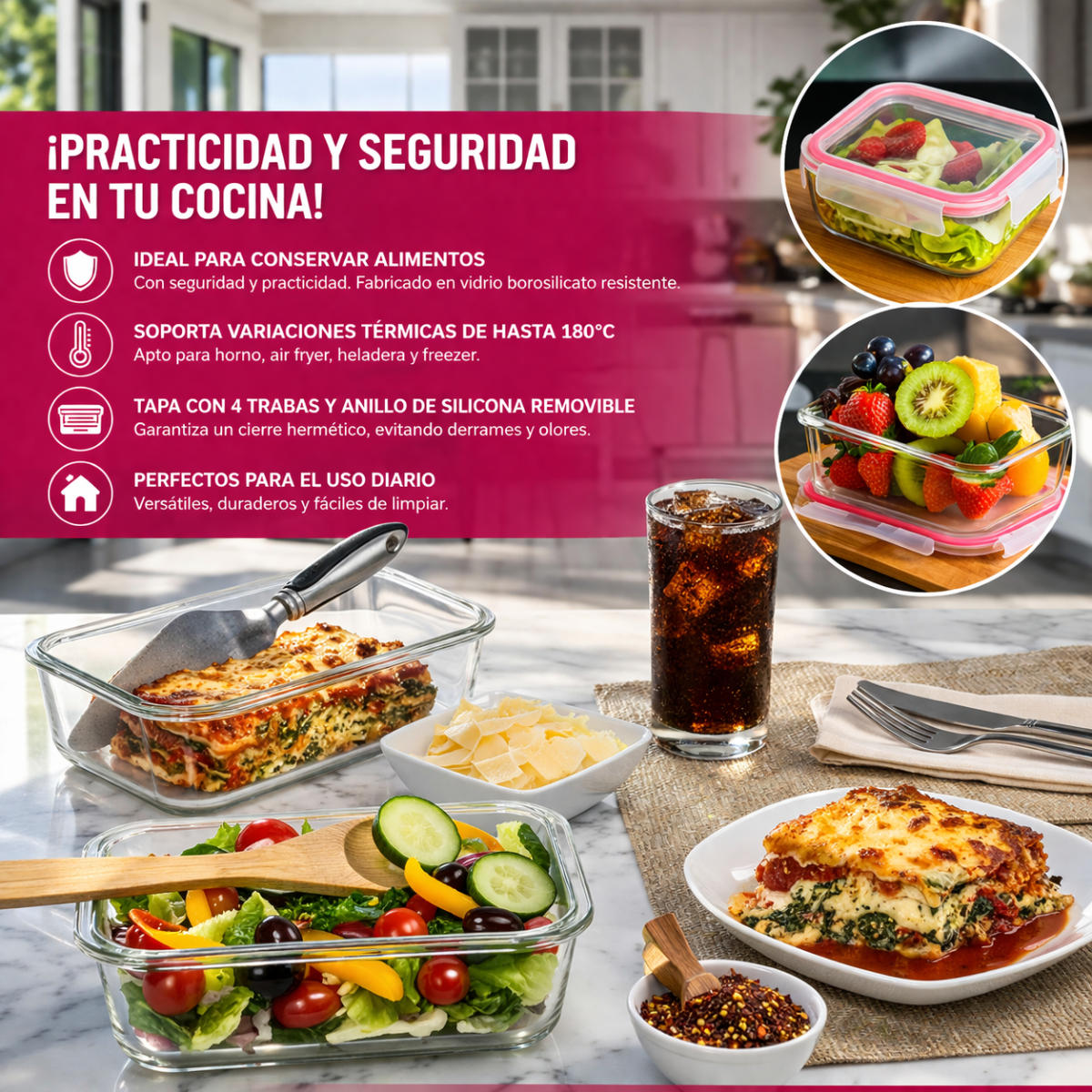 Kit con 15 Frascos Herméticos de Vidrio + 10 Vasos de Vidrio Aruba [¡ÚLTIMAS UNIDADES EN STOCK!]