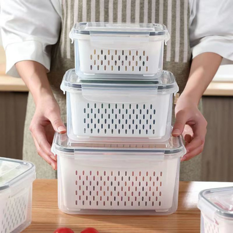 Kit con 10 Recipientes Herméticos con Escurridor Inteligente (Moderno e innovador para tu cocina)