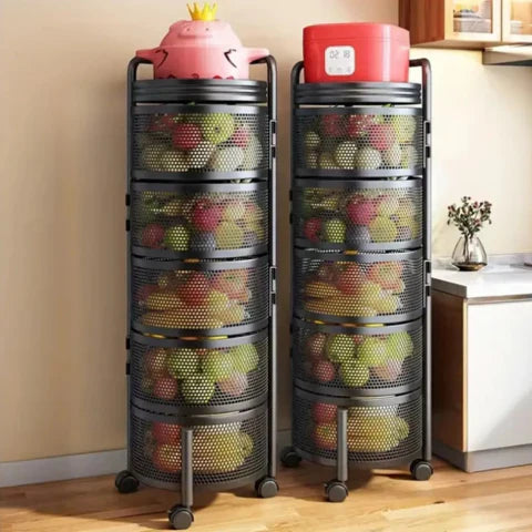 [Comprá 1 Llevá 2] Frutera Articulada de Acero Inoxidable Giratoria de 3/4/5 Niveles +REGALO: Kit de Utensilios de Cocina
