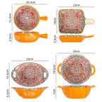 Juego de Comedor Completo de 14 Piezas en Cerámica con Estampa Elegante y Diseño Atemporal