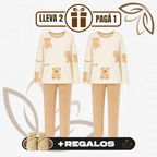 [Llevá 1 y Recibí 2] Pijama Femenino de Algodón y Poliéster (¡Comodidad para tus Noches de Sueño!) +REGALOS: Pantuflas